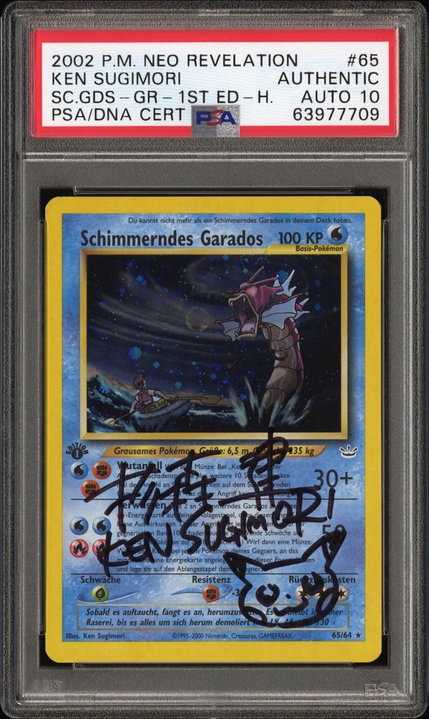 Ken Sugimori signed Schimmerndes Garados PSA/DNA Auto 10
